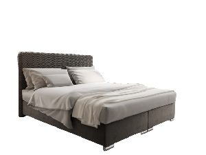 Manželská posteľ 140 cm Boxspring Penarth Comfort (tmavosivá) (s roštom, matracom a úl. priestorom)
