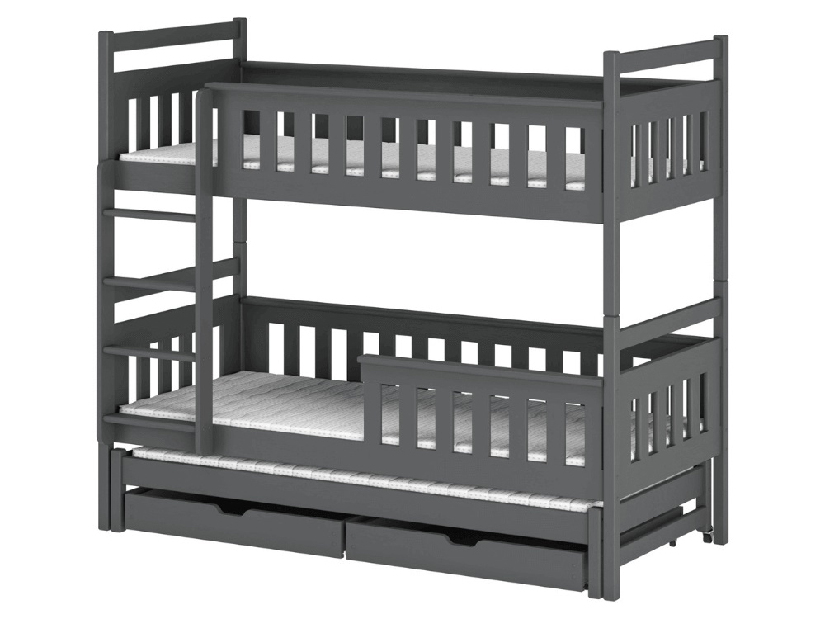Detská posteľ 90 x 200 cm KARLA (s roštom a úl. priestorom) (grafit)