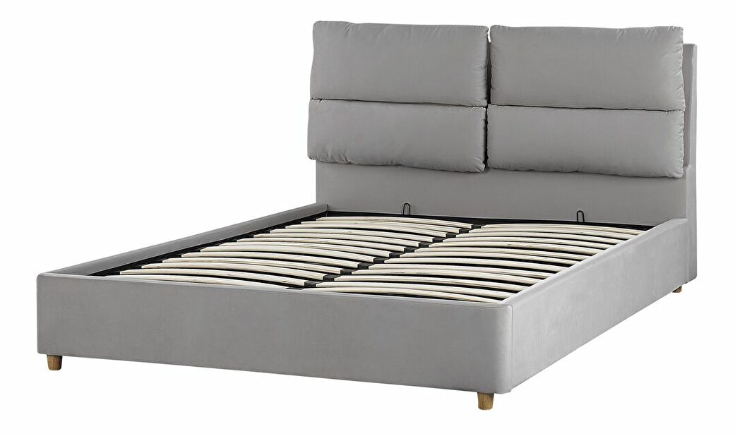 Manželská posteľ 140 cm Batil (sivá) (s roštom) (s úl. priestorom)