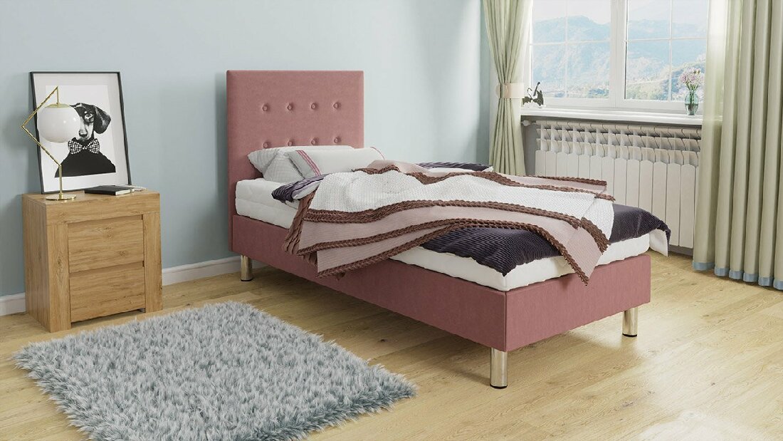 Kontinentálna posteľ 80x200 cm Estelle (ružová) *bazár