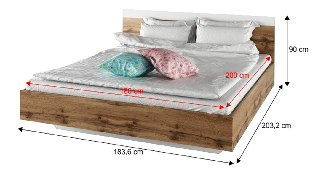 Spálňový komplet (posteľ 180x200 cm) Gaila New (dub wotan + biela)