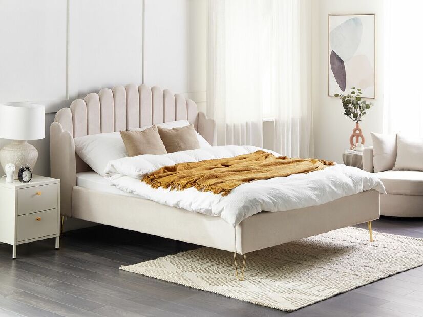 Manželská posteľ 160 cm Alise (béžová) (s roštom)