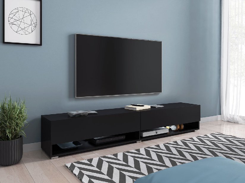 TV stolík/skrinka Aldesia 180 (čierny grafit) (bez osvetlenia)