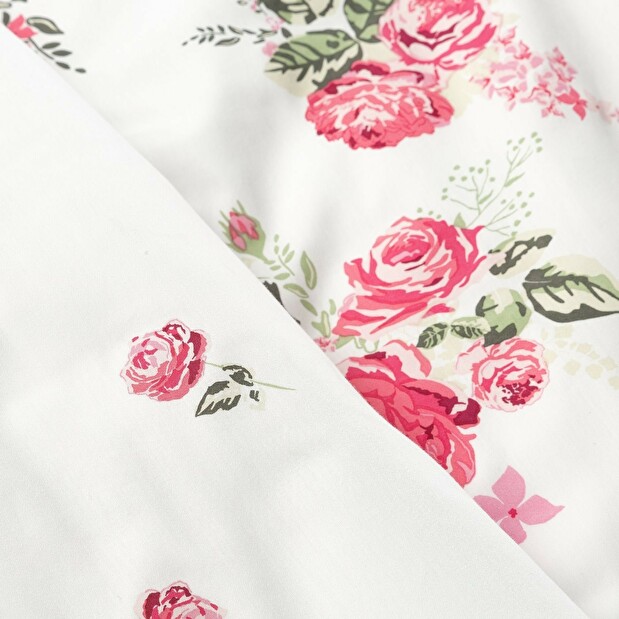 Posteľná bielizeň 220x200 cm Sonya (biela + ružová) (komplet s posteľnými obliečkami)