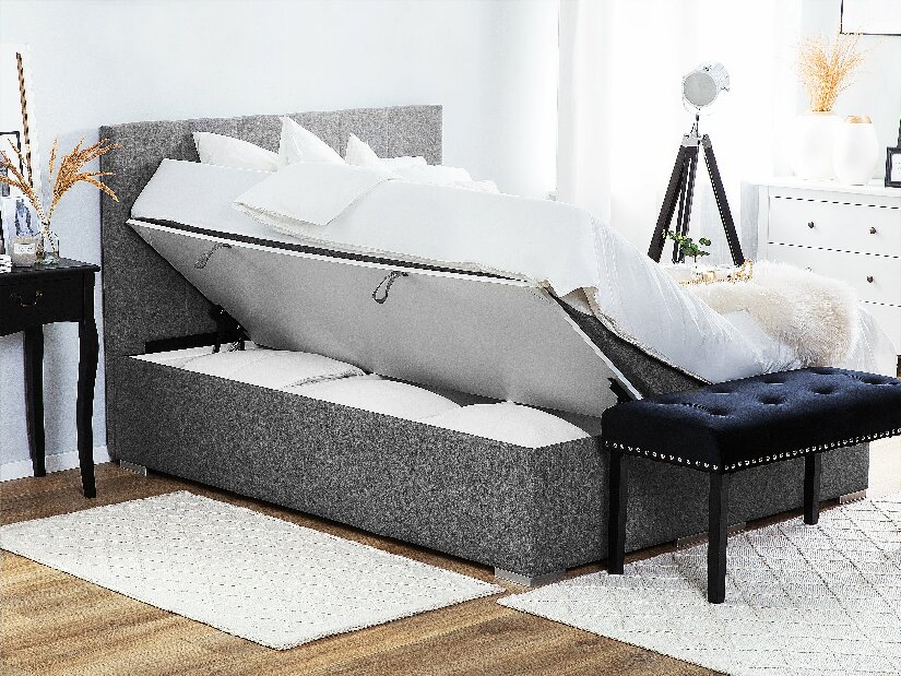Manželská posteľ Boxspring 160 cm LORRO (s matracmi) (sivá)