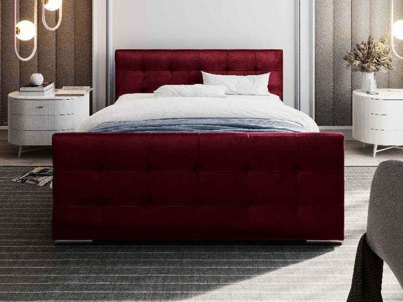 Manželská posteľ 180 cm Billie (bordová) (s roštom a úložným priestorom)