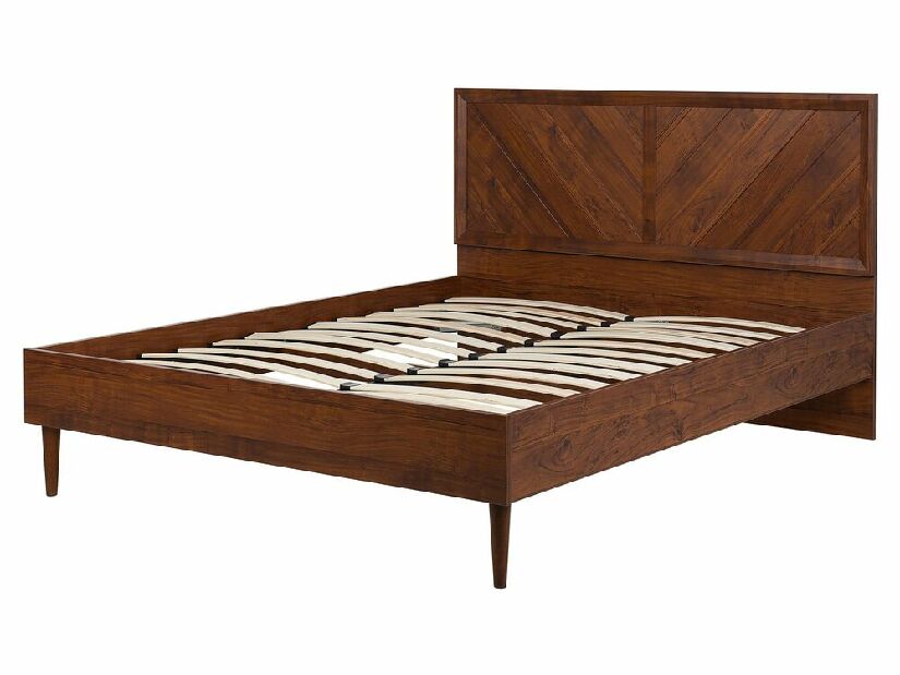 Manželská posteľ 160 cm MILLET (s roštom a LED osvetlením) (tmavé drevo)