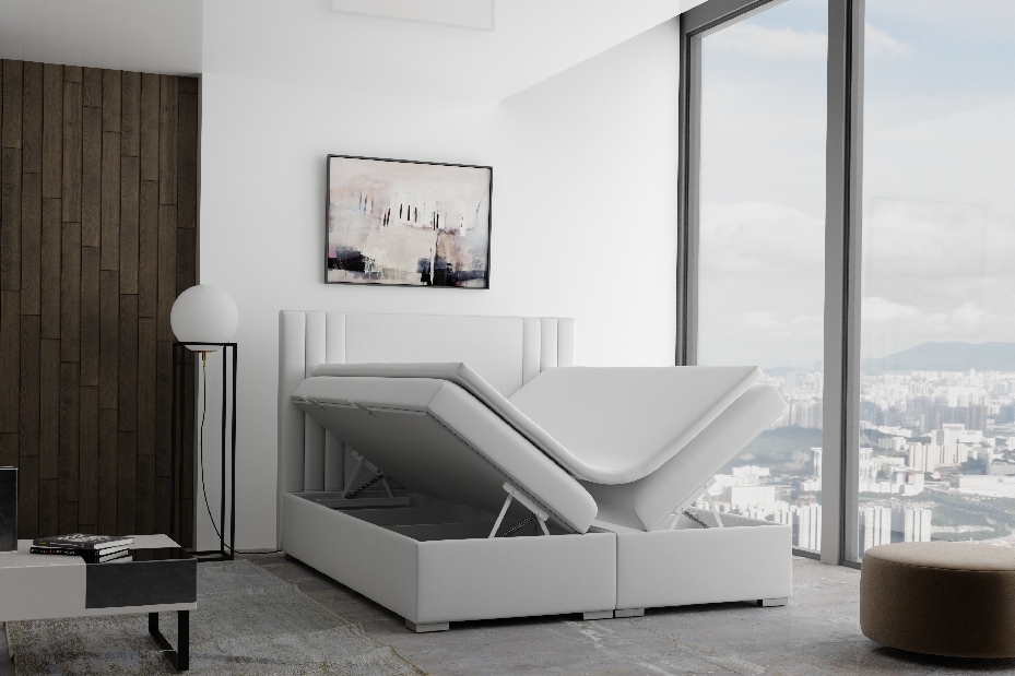 Manželská posteľ Boxspring 180 cm Morcano (s úložným priestorom) (krémová) *výpredaj