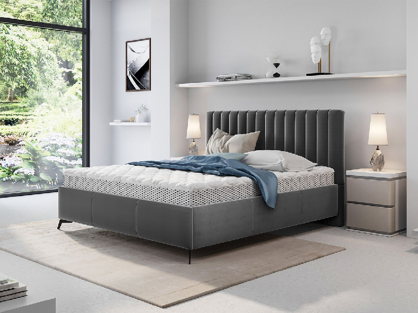 Manželská posteľ 180 cm Lizoo (sivá) (s roštom)