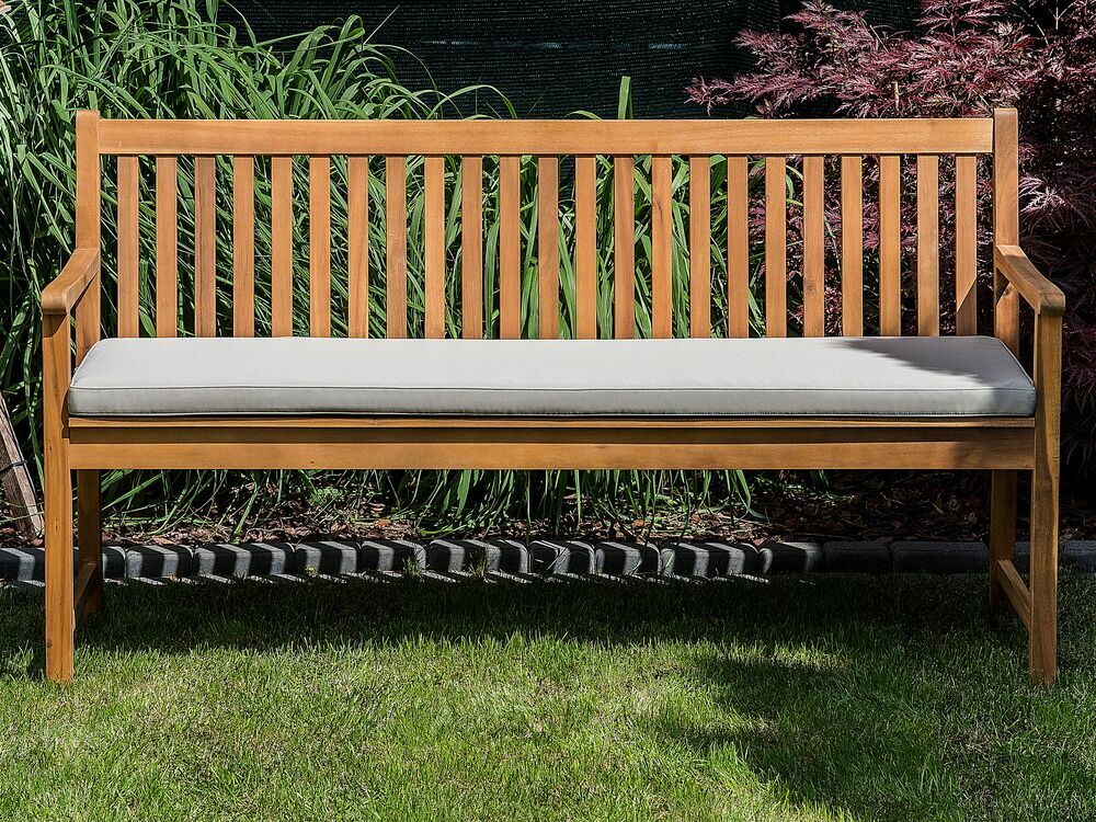 Záhradná lavica 160 cm VESTFOLD (drevo) (béžový podsedák)
