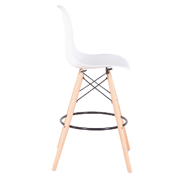 Barová stolička Carli (biela + buk)