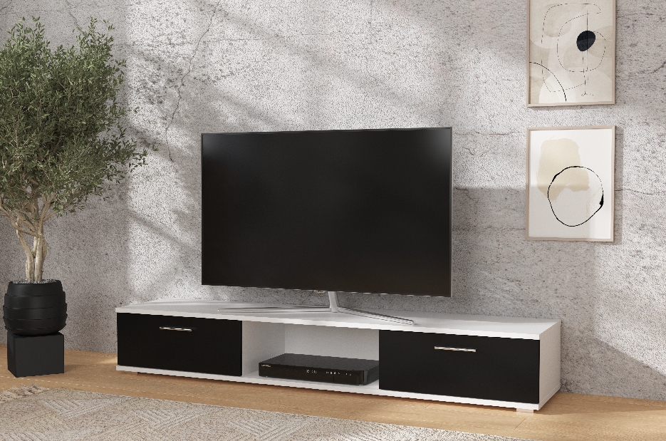 TV stolík Silena (biela matná + čierna matná)