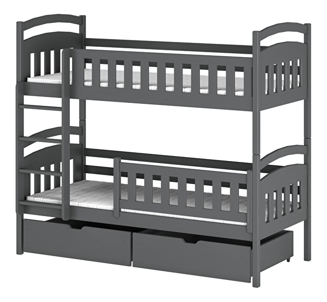 Detská posteľ 90 x 200 cm Irwin (s roštom a úl. priestorom) (grafit)