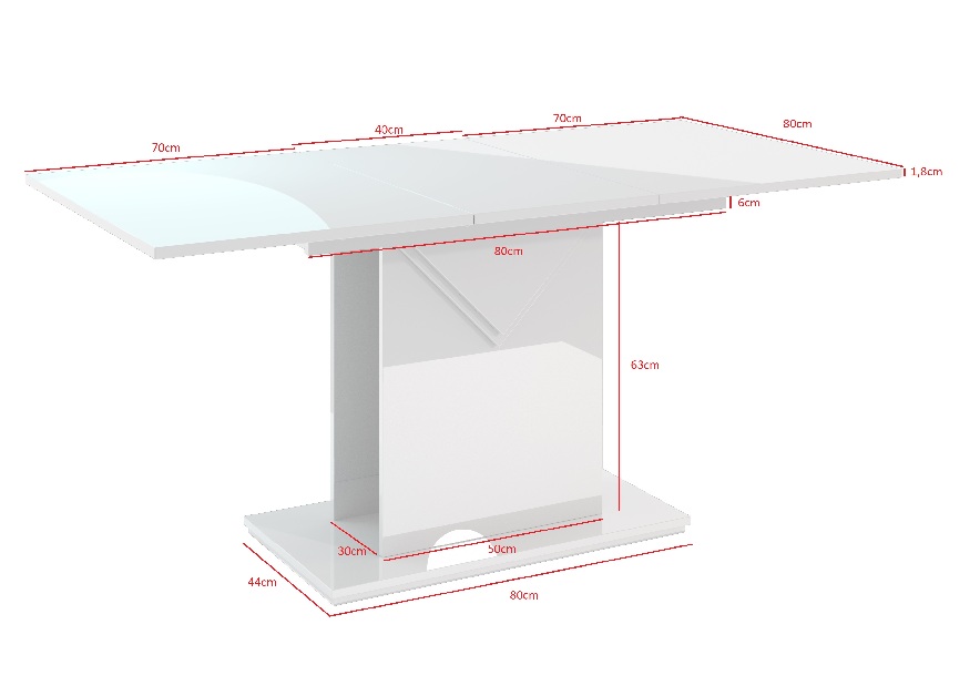 Jedálenský stôl Tonfir (svetlosivá + lesk biely) (pre 6 až 8 osôb)