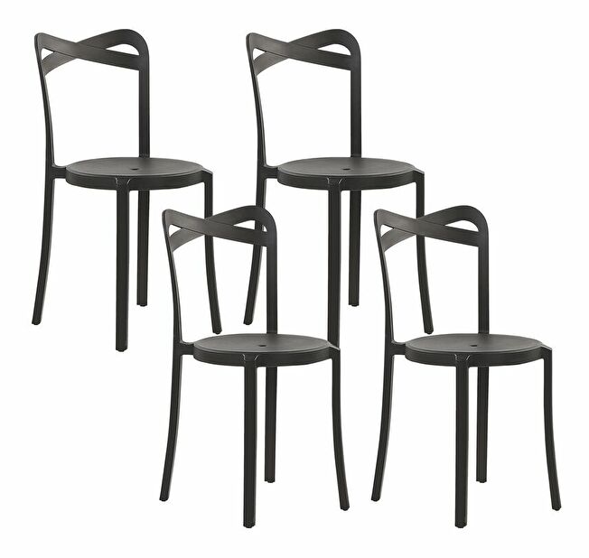 Set 4 ks. jedálenských stoličiek Carey (čierna)