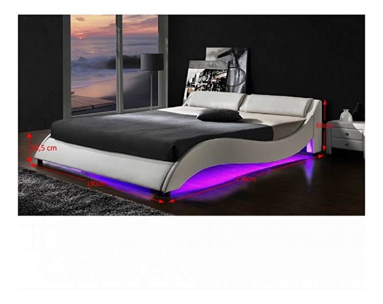 Manželská posteľ 180 cm Permelia (s roštom a LED) *výpredaj
