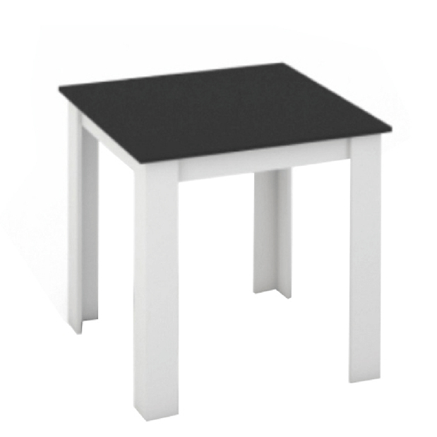 Jedálenský stôl Plat (štvorec) (pre 4 osoby) (biela + čierna)