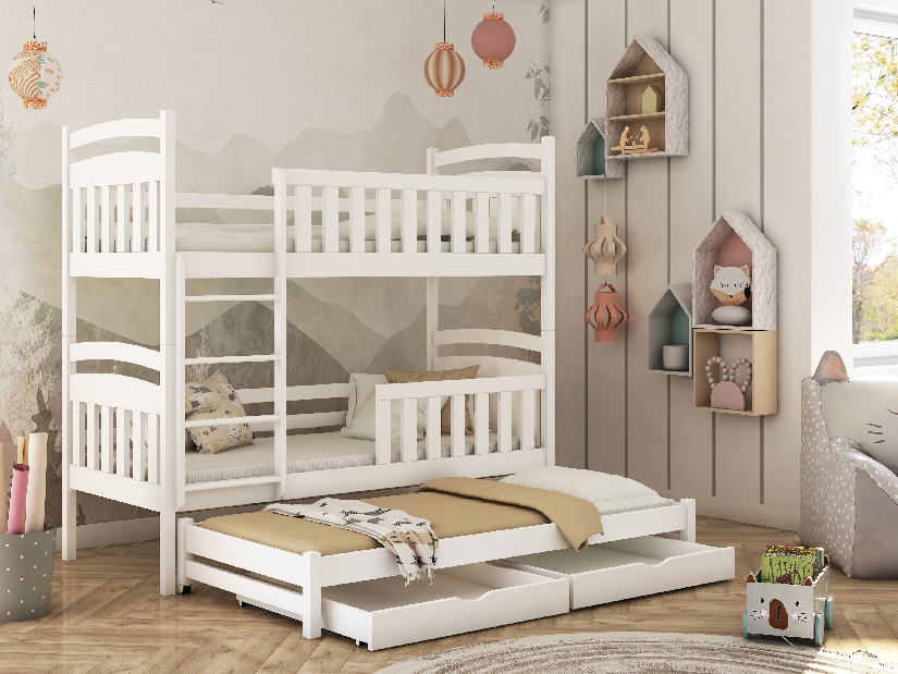 Detská posteľ 90 x 190 cm VIOLA (s roštom a úl. priestorom) (biela)