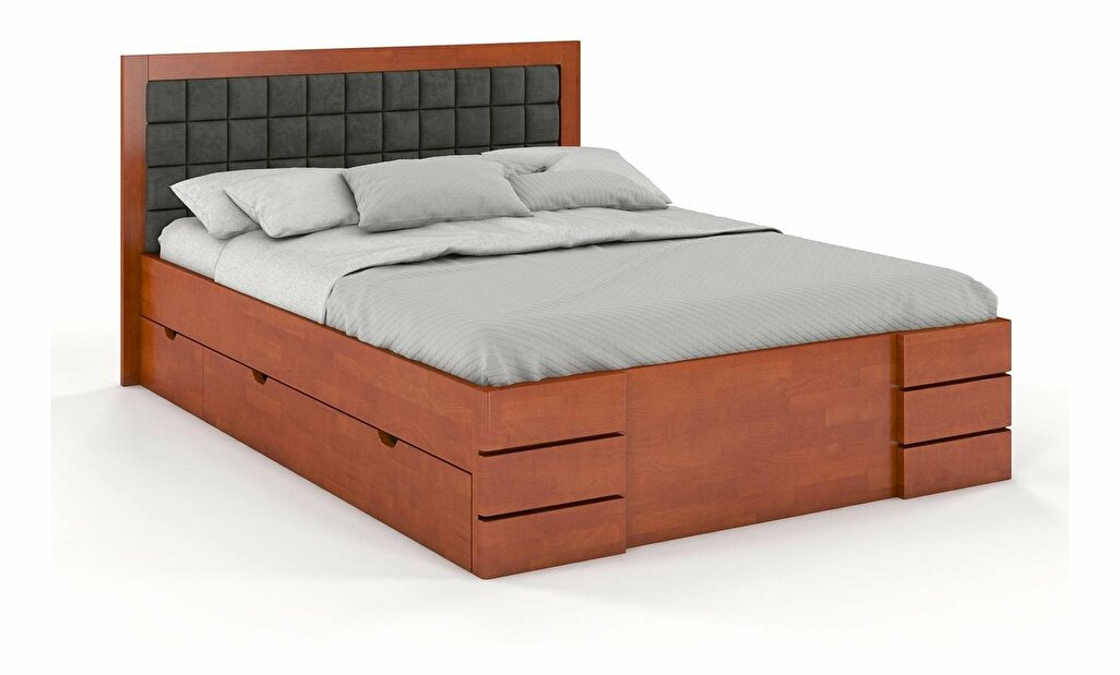 Manželská posteľ 180 cm Naturlig Storhamar High Drawers (buk)