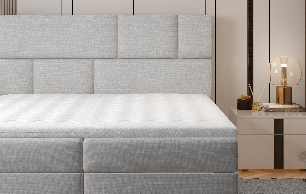 Kontinentálna posteľ 180 cm Florio (svetlosivá) (s matracmi a úl. priestorom)