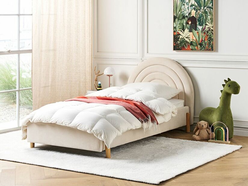 Jednolôžková posteľ 90 cm Annesile (béžová) (s roštom)