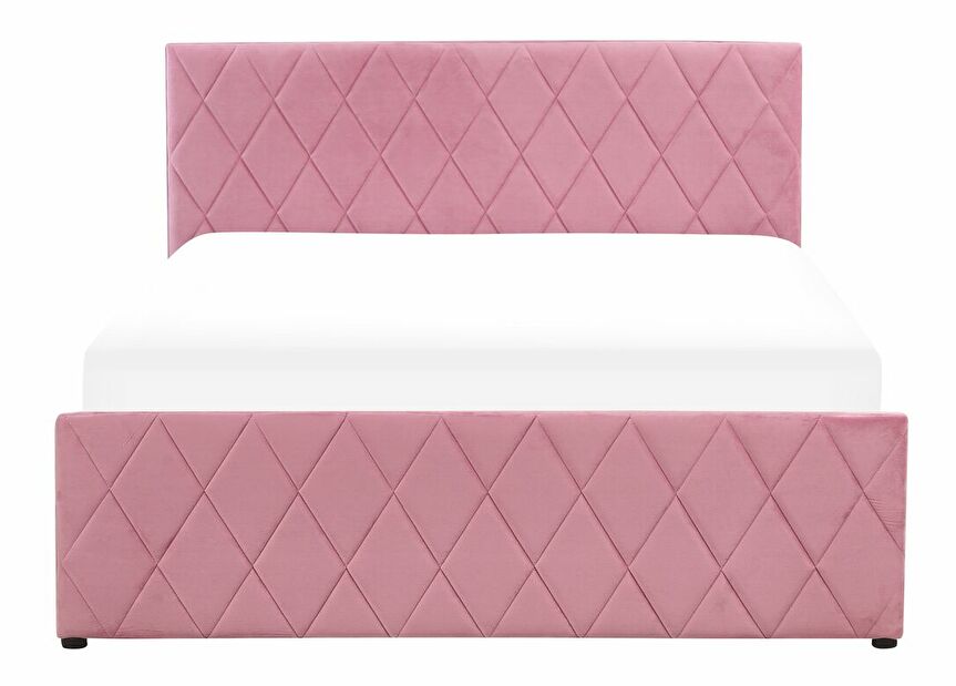 Manželská posteľ 140 cm Rhett (ružová) (s roštom a úložným priestorom)