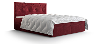 Manželská posteľ Boxspring 140 cm Athena (bordová) (s matracom a úložným priestorom)