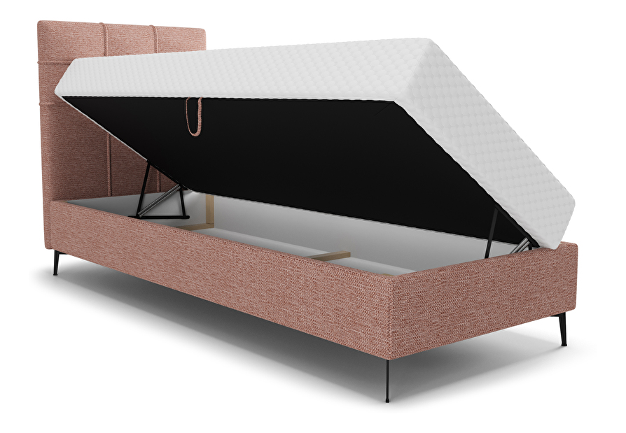 Jednolôžková posteľ 90 cm Infernus Bonell (lososová) (s roštom, s úl. priestorom)