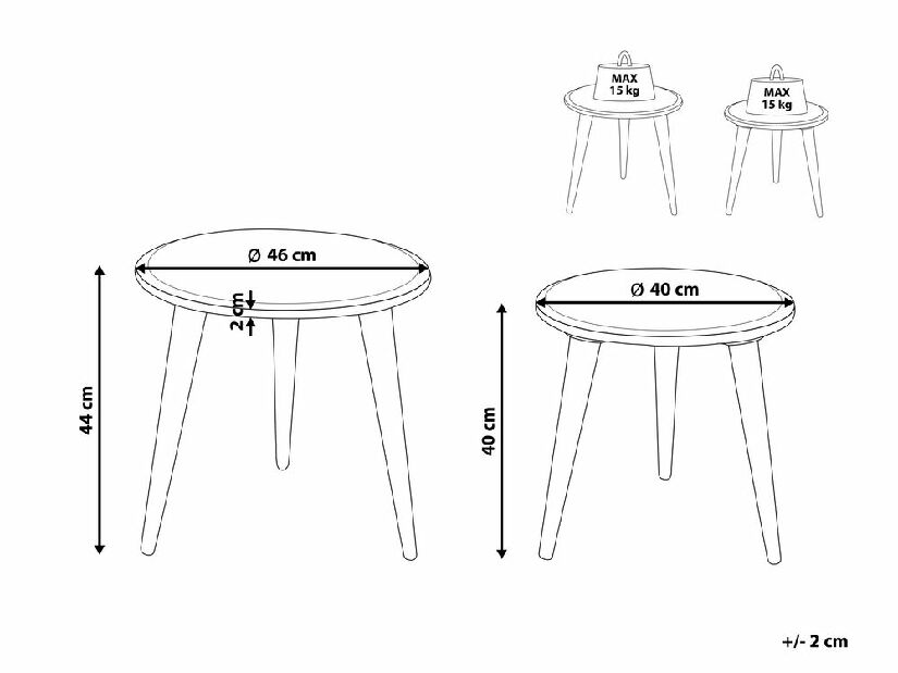 Set 2 ks konferenčných stolíkov Serijo (svetlé drevo) 