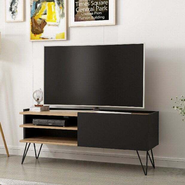 TV stolík/skrinka Arale (Orech + Čierna)