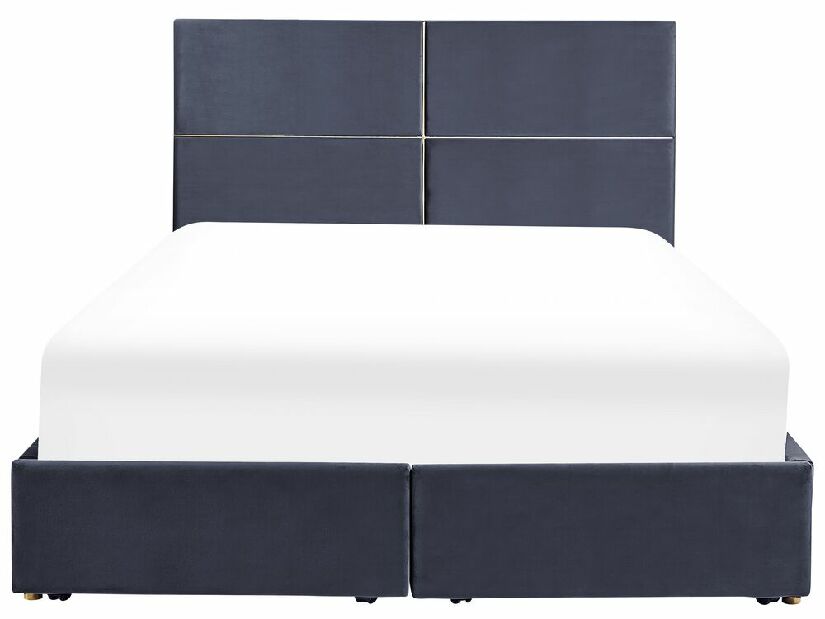 Manželská posteľ 160 cm Vissarion (čierna) (s roštom a úložným priestorom)