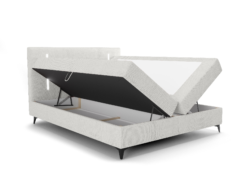 Manželská posteľ 200 cm Ortega Bonell (sivá) (s roštom, s úl. priestorom) (s LED osvetlením)