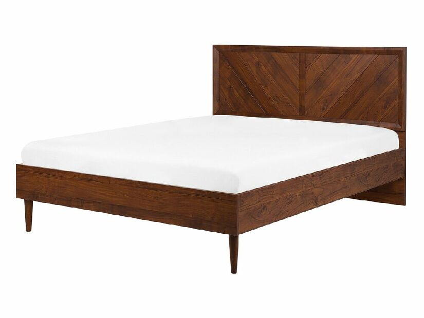 Manželská posteľ 140 cm MILLET (s roštom a LED osvetlením) (tmavé drevo)