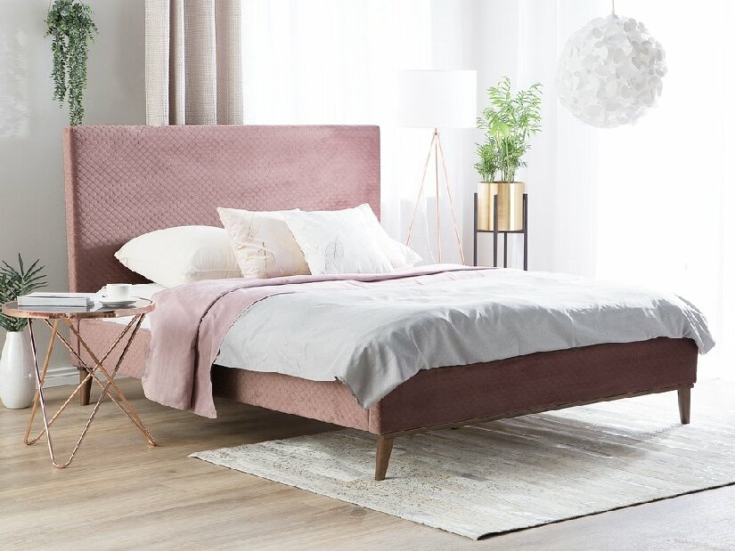 Manželská posteľ 160 cm BARON (s roštom) (ružová)