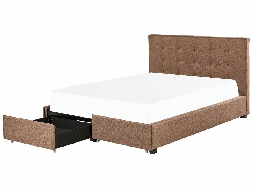 Manželská posteľ 160 cm Rhiannon (hnedá) (s roštom a úložným priestorom)