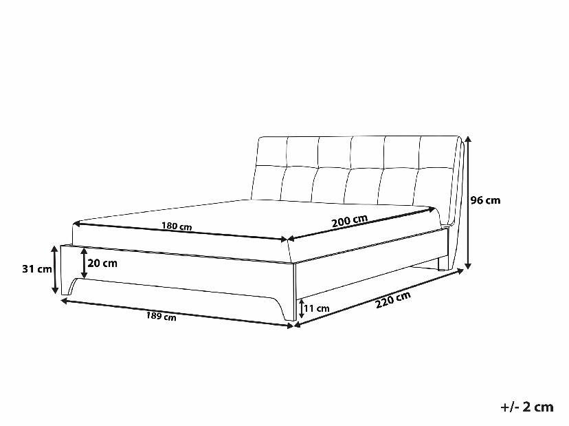 Manželská posteľ 180 cm BERGAMO (s roštom) (sivá + svetlé drevo)