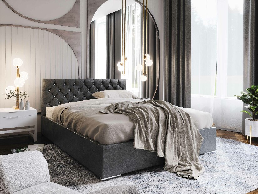 Manželská posteľ 160 cm Kerry (tmavosivá) (s roštom a úložným priestorom)