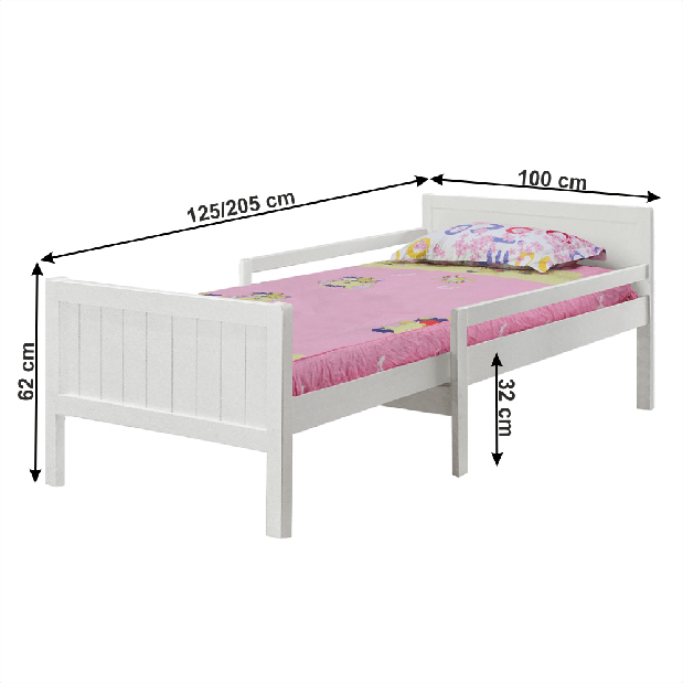 Jednolôžková posteľ 90 cm Elunna (biela) (s roštom)