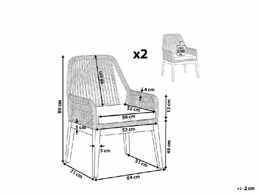 Set 2 ks. záhradných stoličiek OLIBIA (béžová)