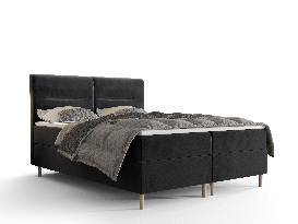 Manželská posteľ  Boxspring 160 cm Saruta (čierna) (s matracom a úložným priestorom)