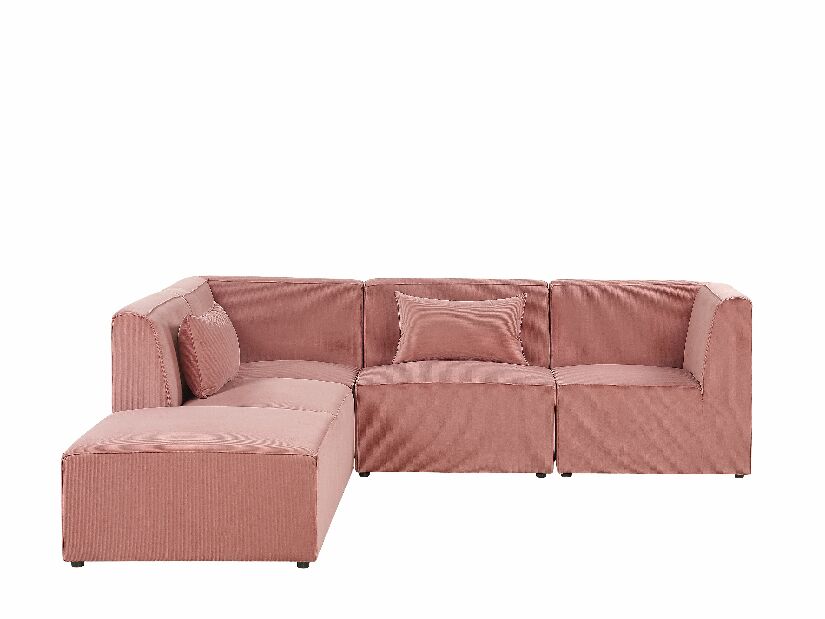 Rohová sedačka LEMMIS (ružová) (pre 4 osoby) (s taburetkou) (menčester) (L)