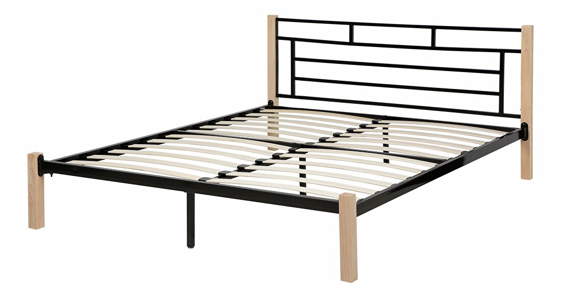 Manželská posteľ 180 cm GARRONE (s roštom) (čierna)