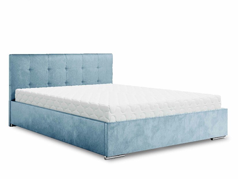 Manželská posteľ 180 cm Hermila (modrá) (s roštom a úložným priestorom)