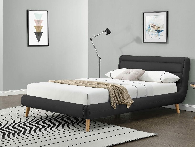 Manželská posteľ 160 cm Elanda (čierna) (s roštom) *výpredaj
