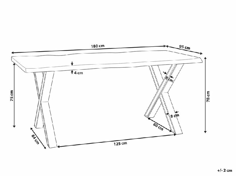 Jedálenský stôl Bogale 180 (pre 8 osôb) (hnedá)