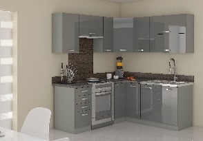 Rohová kuchyňa Gonir 190 + 170 cm (sivá)