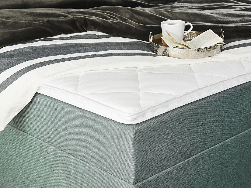 Manželská posteľ Boxspring 180 cm SENNOR (s matracmi a úl. priestorom) (svetlozelená)