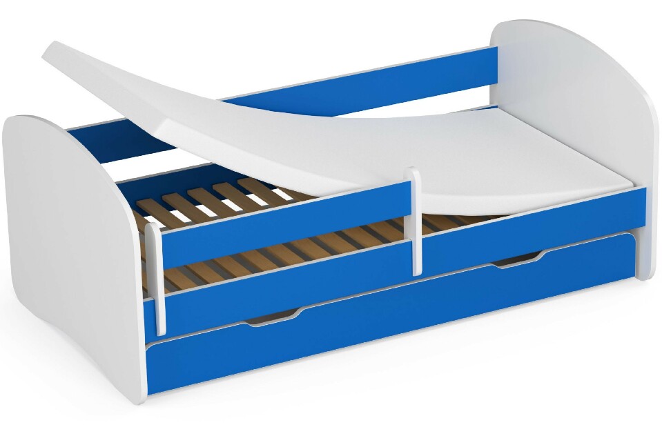 Detská posteľ Pranshi II (modrá) (s matracom)