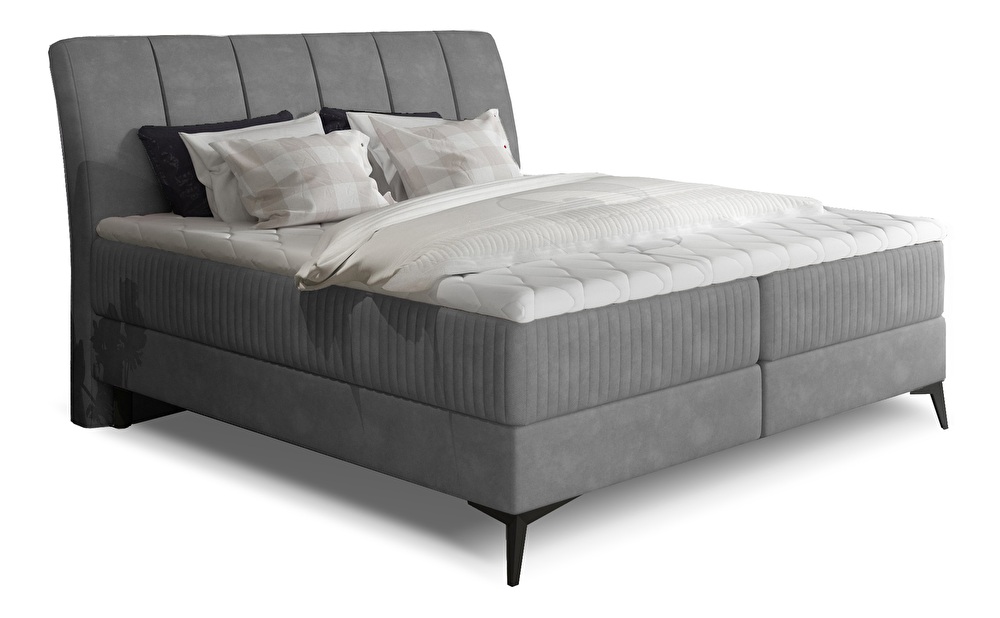 Manželská posteľ Boxspring 180 cm Alberto (sivá) (s matracmi)