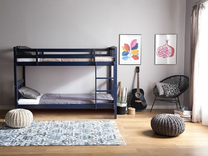Poschodová posteľ 90 cm REWIND (s roštom) (modrá)